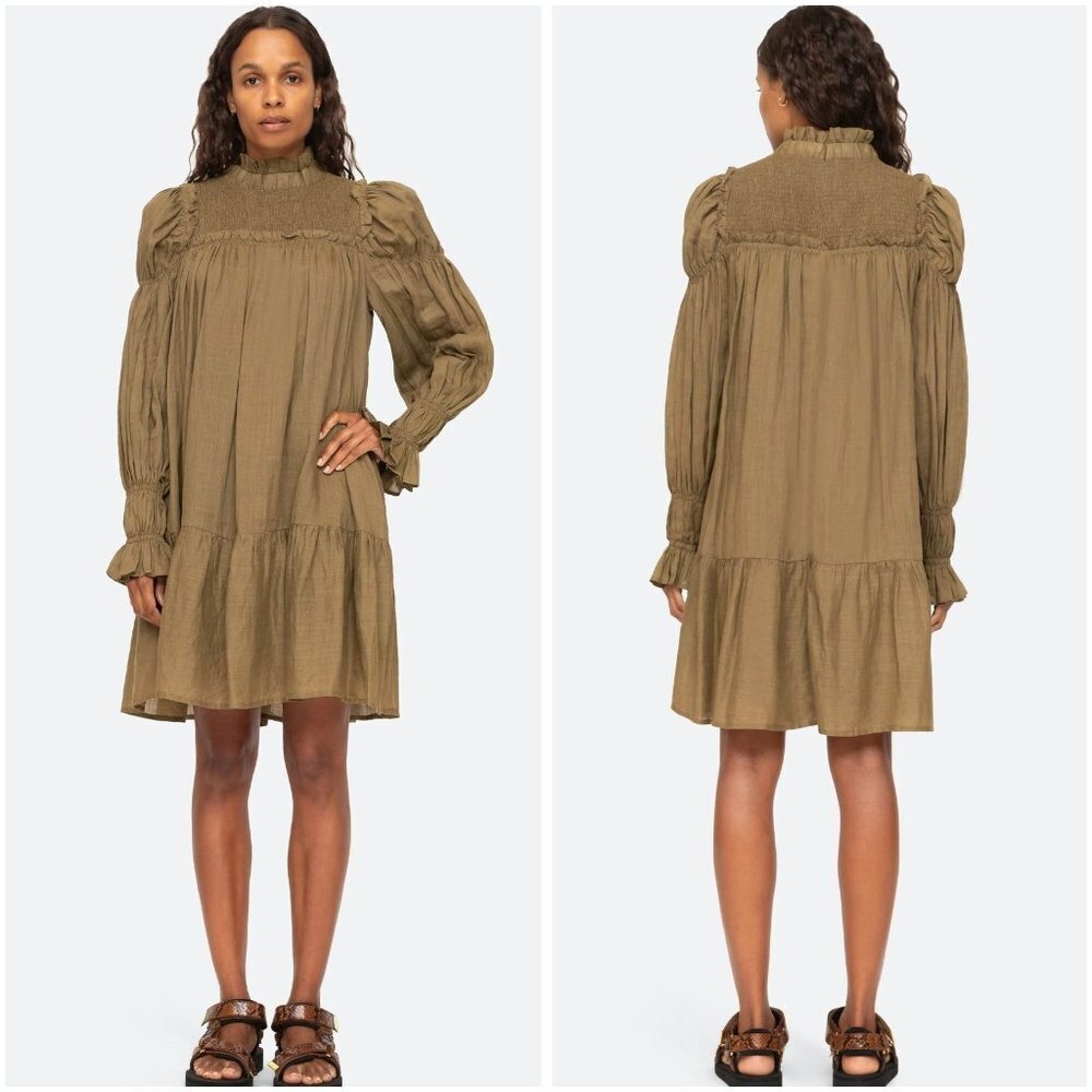 SEA New York Hattie Long Sleeve Boho Dress in Almond originally $365